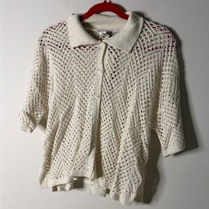 Women’s Cream Knit Button-Up Cardigan Pants Set